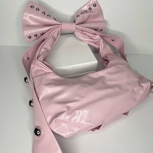 Pink Bow Studded Handbag